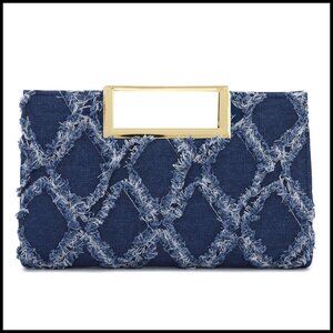 Denim Clutch Evening Bag Quilted Chain Strap Versatile Formal Party Wear